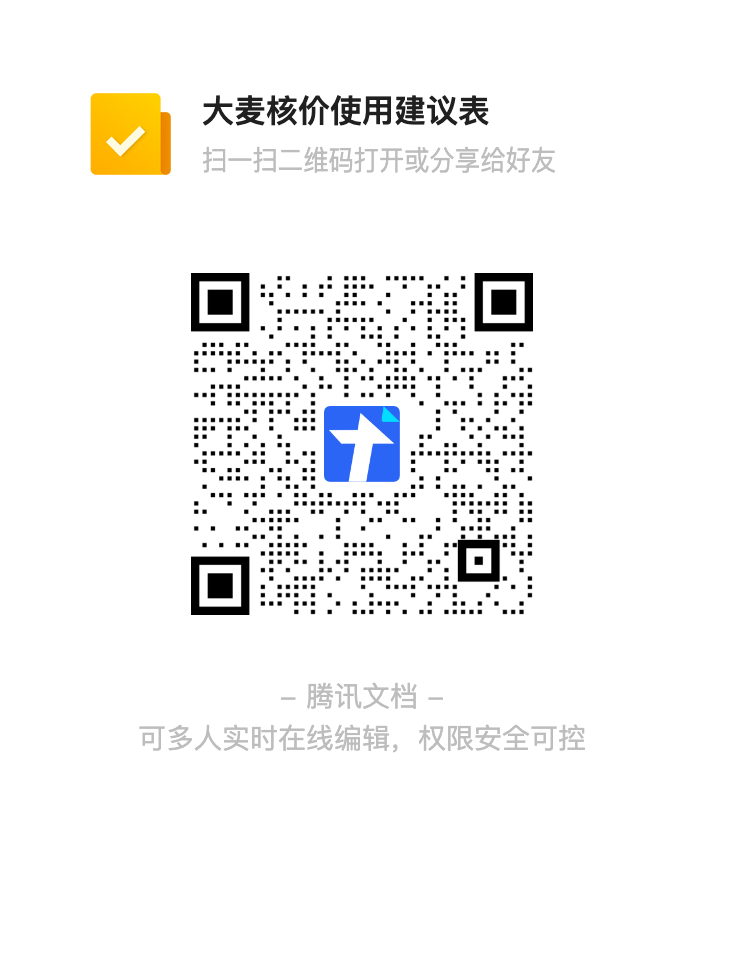 大麦核价使用建议表二维码